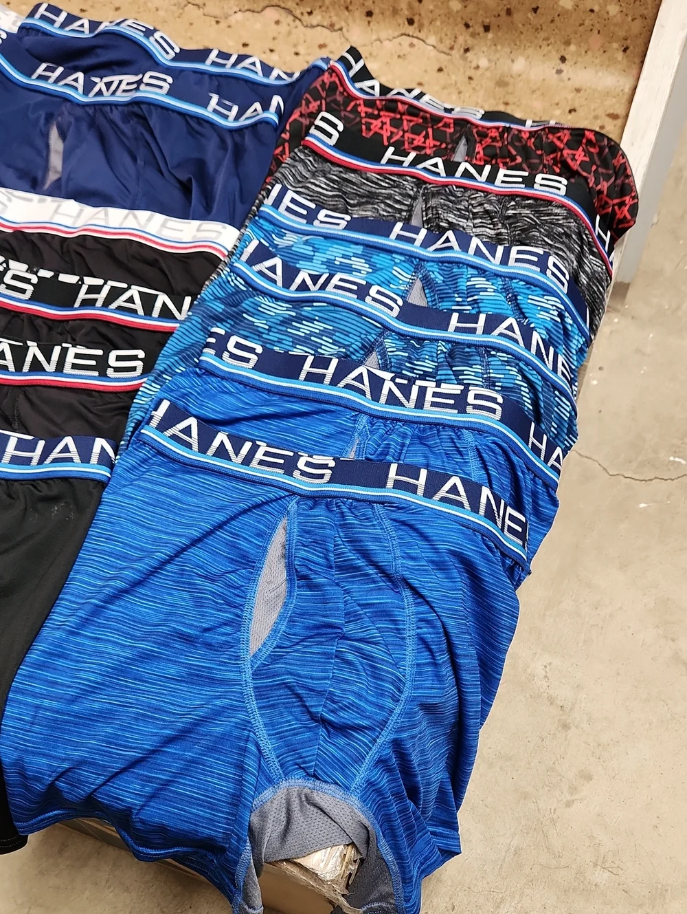 Hanes Men's Boxer Briefs - Blue & Black - Comfortable Support (Pack Style)